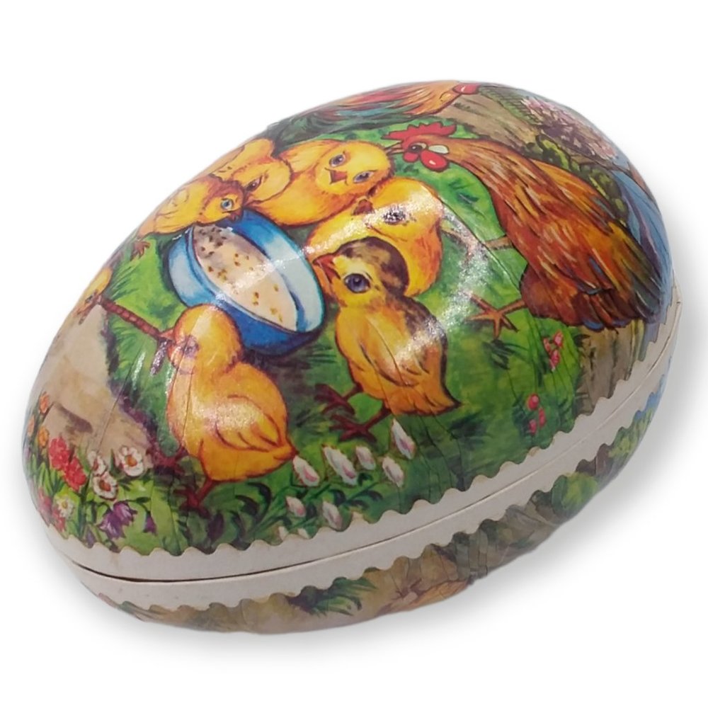 Vintage 1950s German Paper Mache Eggs Nesting Set of 4 Baby Chicks - Picture 10 of 12